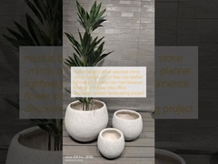 beige neutro pietra naturale macchiata - design a imitazione di vaso rotondo in fibra di argilla leggero e resistente, a bassa manutenzione, vaso per fiori, decorazione per villa vacanze, ufficio, progetto di giardinaggio
