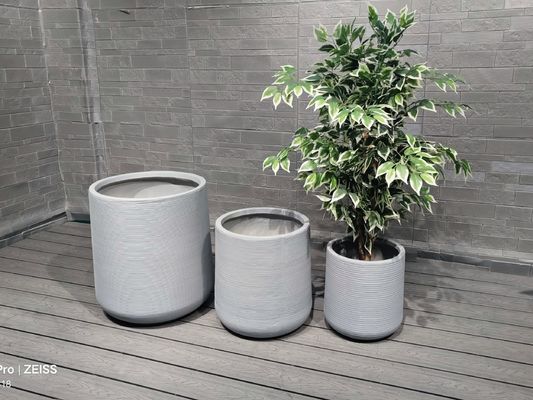 comprare Piantatrice rotonda di fiori in argilla di fibra blu resistente con drenaggio online manufacture