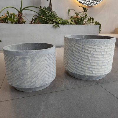 comprare Superficie di tessitura unica in fibra di argilla per piantare piante resistente al gelo vaso a fiori rotondo con finitura opaca/brillante online manufacture
