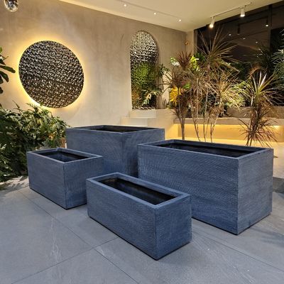 comprare Grandi piante di piante in fibra di vetro rettangolare per piante di fiori da giardino esterno online manufacture