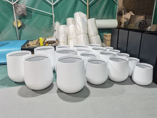 comprare Forma rotonda alto grandi vasi da fiore in fibra di vetro Customized logo stampa resina Fibra di vetro scatola pianta online manufacture