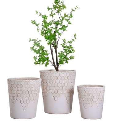 comprare piantatore di argilla di fibra tonda beige neutrale con modello liscio di favo di miele leggero resistente a bassa manutenzione vaso da fiore vacanza villa hotel centro commerciale decorazione ufficio giardino progetto di paesaggio online manufacture