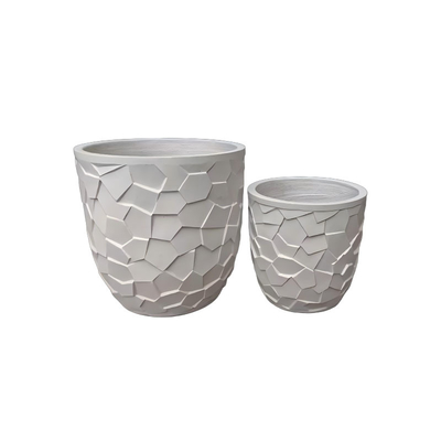 comprare piantatore di argilla di fibra rotonda bianca con disegno irregolare poligonale simile a un mosaico, leggero, resistente e a bassa manutenzione, vaso da fiori vacanza, villa, decorazione di uffici, giardino, progetto di paesaggio online manufacture