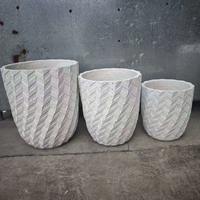 comprare fioriera rotonda bianca in fibra di argilla con motivo a spina di pesce leggera resistente a bassa manutenzione vaso di fiori decorazione per la casa vacanze ufficio progetto di giardinaggio online manufacture