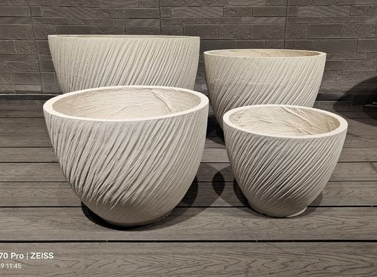 comprare Effetto a strisce fluente aspetto contemporaneo Bianco rotondo Piantatrici in fibra di argilla online manufacture