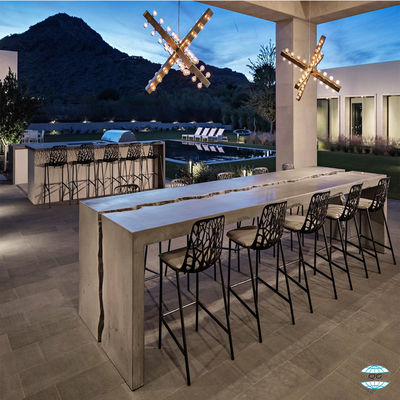 Contemporaneo resistente alle intemperie Outdoor Fibre Cement Concreto Dining Tbale Set con gambe robuste