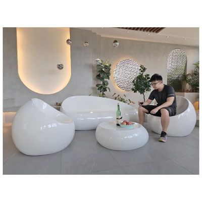 Poltrone da tavolo in fibra di vetro di colore bianco Set 4pcs Arredamento Set completo Poltrone da divano