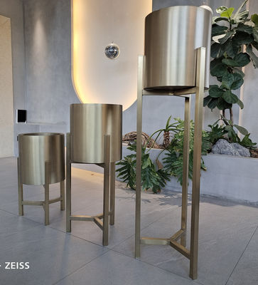Vaso da giardino multifunzionale in acciaio inossidabile cilindro rotondo con supporto