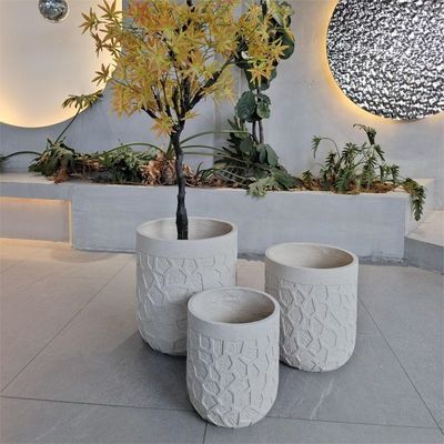Pot di cemento a fibra tonda D380*H410 D290*H350 7-8 anni durata di vita Tessitura superficiale