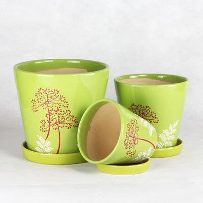Piccole pentole ceramiche rotonde di piccole dimensioni, eleganti per le piante