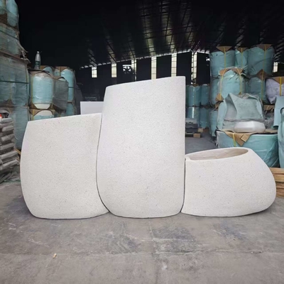 vaso in fibra di argilla rotondo irregolare bianco extra large con contorni curvi e fluenti leggero resistente a bassa manutenzione vaso di fiori decorazione per le vacanze Villa ufficio progetto di giardinaggio