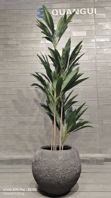 piantagione in argilla di fibra circolare di texture grigie con un disegno naturale simile a una roccia, leggero, resistente e a bassa manutenzione, vaso da fiori vacanza, villa, decorazione di uffici, giardino, progetto di paesaggio