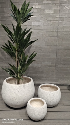 beige neutro pietra naturale macchiata - design a imitazione di vaso rotondo in fibra di argilla leggero e resistente, a bassa manutenzione, vaso per fiori, decorazione per villa vacanze, ufficio, progetto di giardinaggio