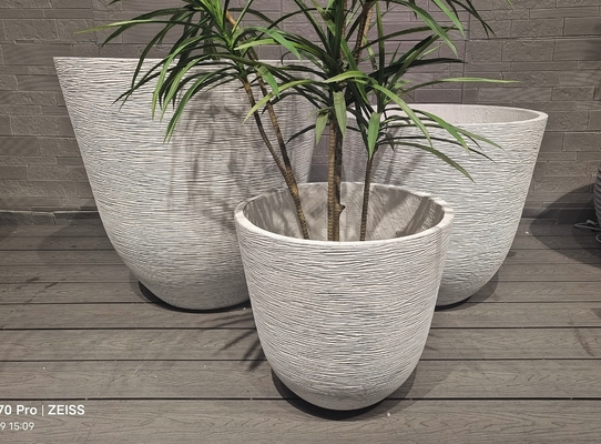 tessuti mini-tessuti grigi con linee ondulate curve, vaso rotondo in fibra di argilla, leggero, resistente, a bassa manutenzione, vaso di fiori, decorazione per la casa vacanze, ufficio, progetto di giardinaggio