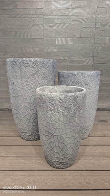 geometrica crepita - come il design grigio rotondo piantagione di argilla di fibra con un modello di mosaico leggero resistente a bassa manutenzione vaso da fiore vacanza villa ufficio decorazione tetto giardini progetto di paesaggio