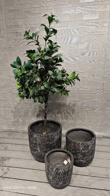 Mosaico Nero - Design a Mattoncino Vaso Rotondo in Fibra di Argilla Decorazione per Villa e Ufficio