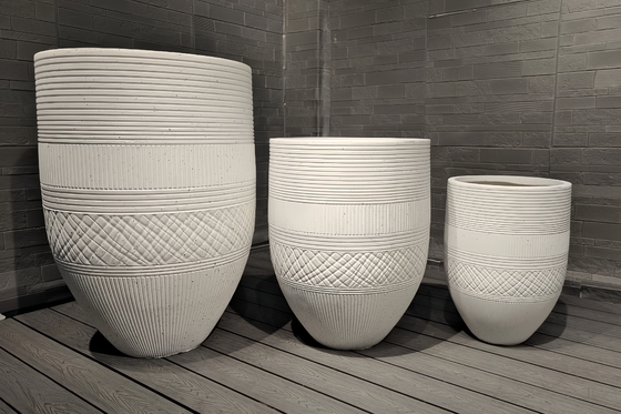 vasi rotondi in fibra di argilla bianca strutturata più venduti progetto di decorazione deluxe