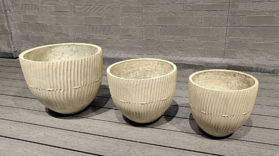 beige naturale caldo motivo tattile ritmico rotondo fibra argilla fioriera casa portico progetto